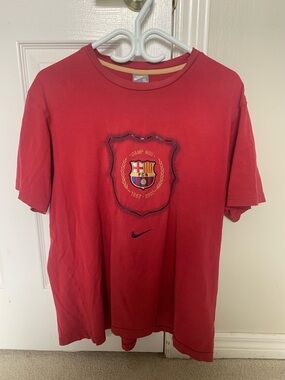 Rare Nike FCBarcelona Camp Nou anniversary shirt center swoosh adult XL Red